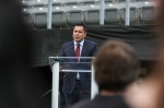 Riccardo Silva speaking during the press conference for the Riccardo Silva Stadium